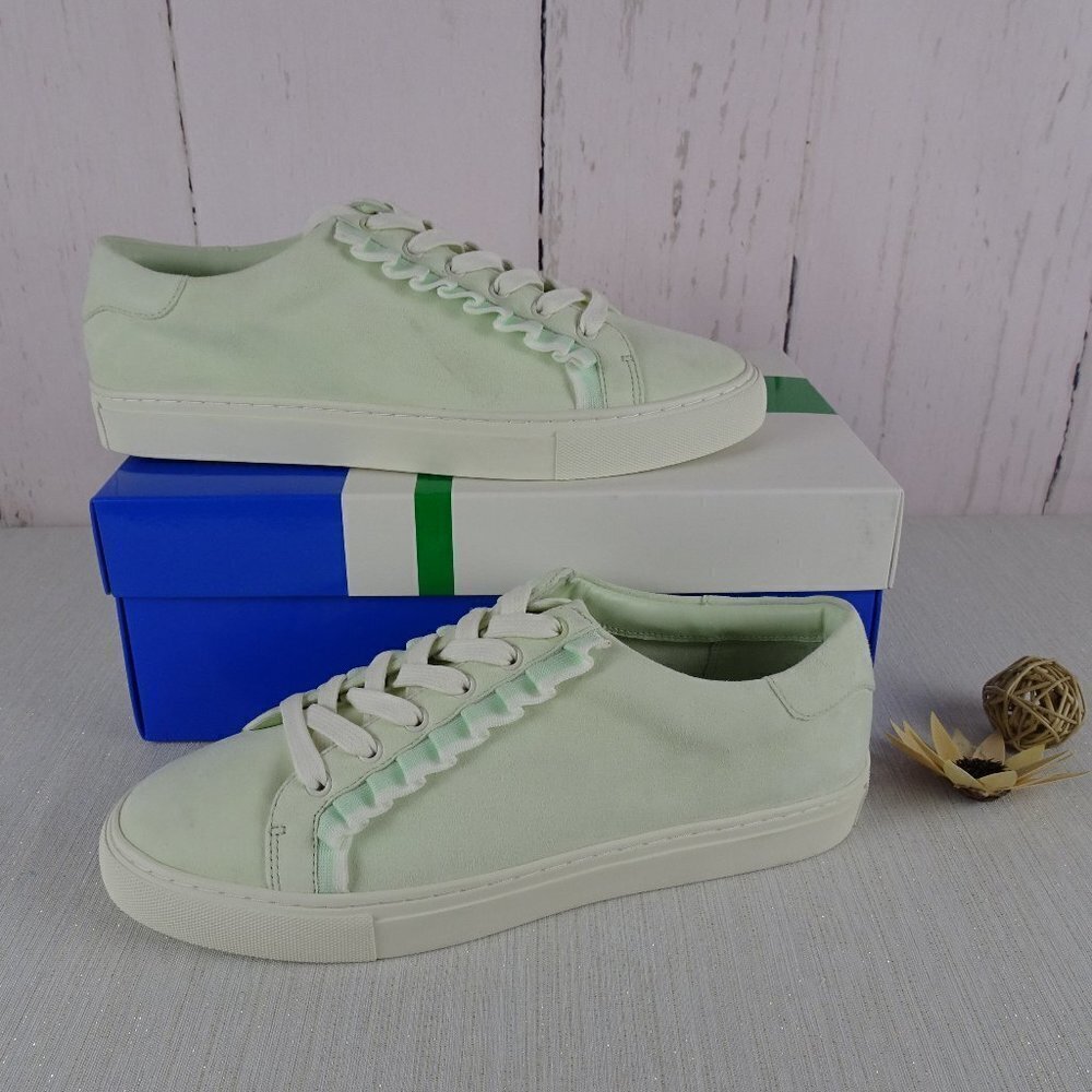 NIB Tory Burch Sport Ruffle Sneaker Suede 10.5 Fresh Mint